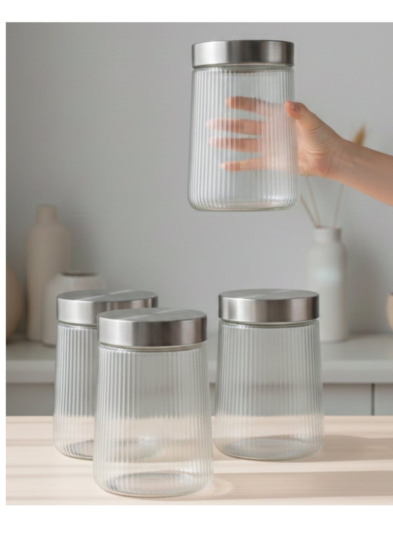 Fissman 4-Piece Food Storage Jars 1300ml (Glass) - Image 3